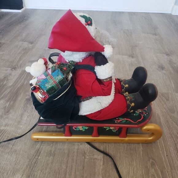 Vtg 1993 Holiday Creations Animated Musical Santa Christmas Sled Sleigh Works - Picture 4 of 13